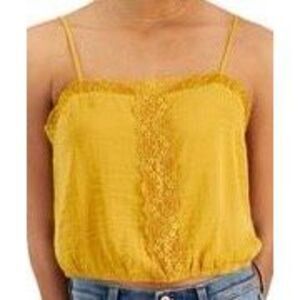 Hippie Rose Juniors Lace-Trim Tank Top B4HP‎ (Gold Juniors Size  L)